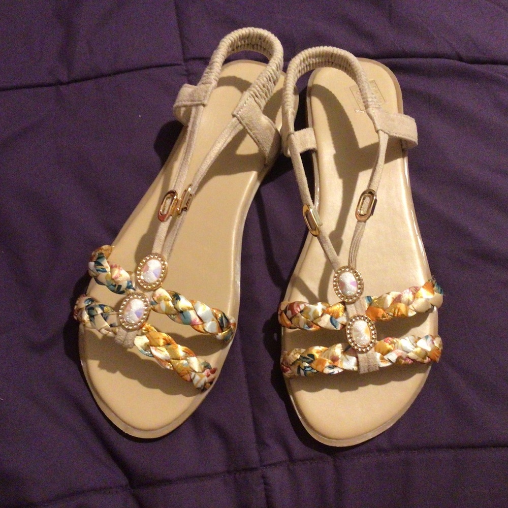 New Beige Flat Sandal size 8